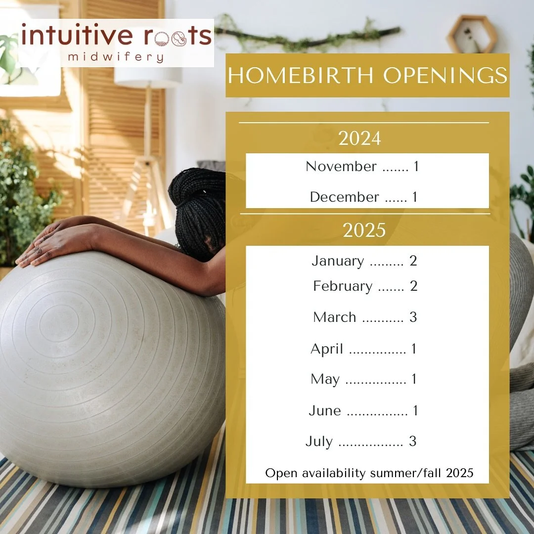 Home Birth availability update!
I have made space for late to care homebirth clients due this November and early December 2024!!

I&rsquo;m currently accepting clients for 2025 and have the following availability for homebirth.

Jan: 2 spots
Feb: 2 s