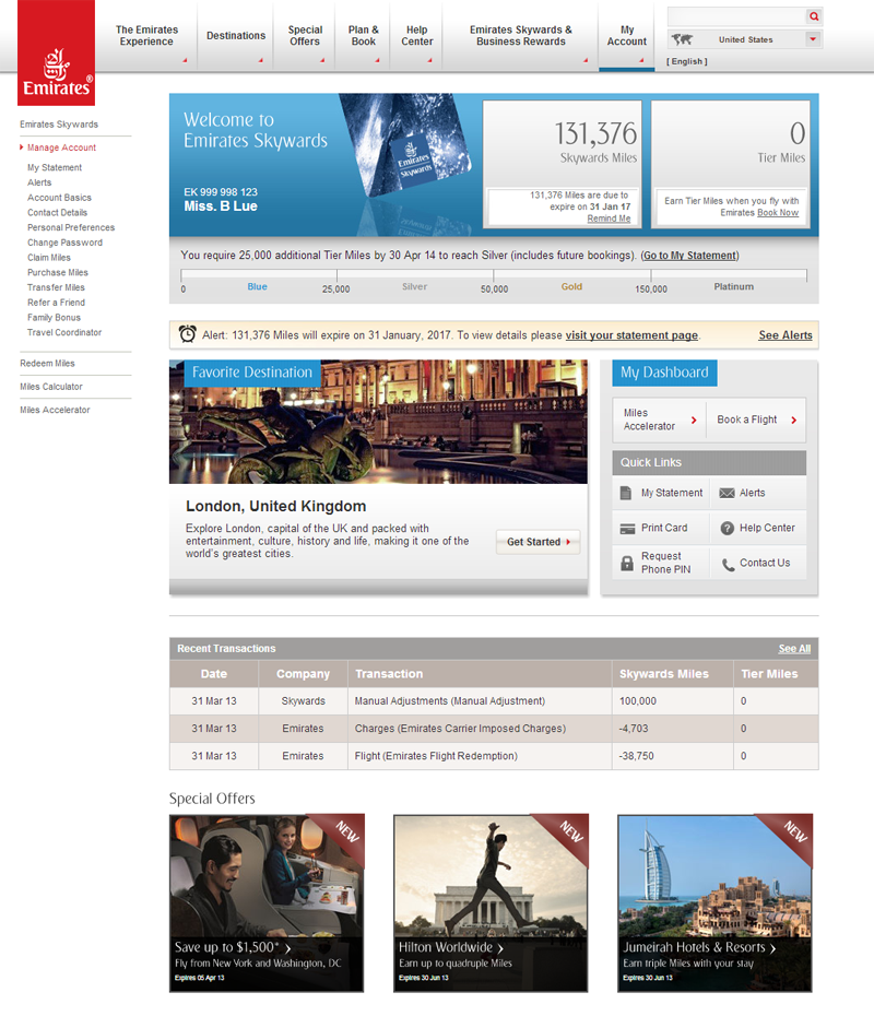 Skywards Dashboard