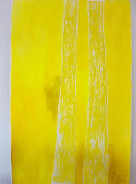 Meghan Gerety Yellow Trees, 2014 blockprint ink on paper 68 x 42 in. framed