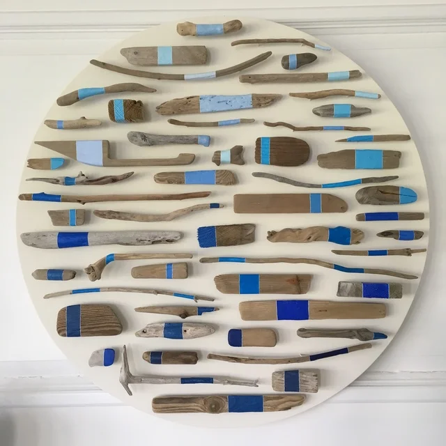 Jane Parkes New Moon , 2016 driftwood, paint on wooden board 30 × 30 in. SOLD