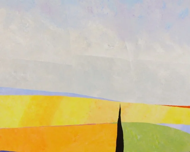 Charlie Miesmer Train to Nice , 2015 acrylic and paper on panel 48 × 60 in. 