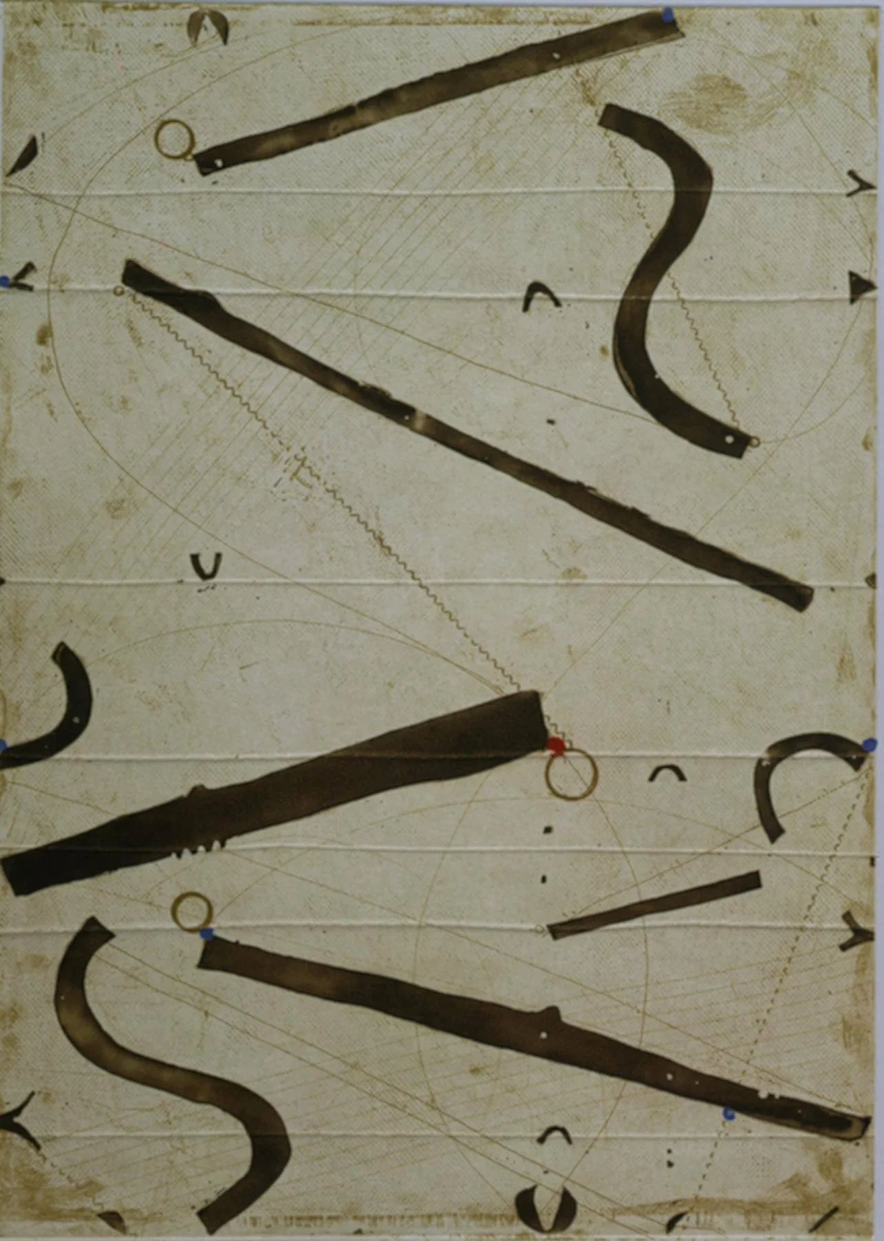 Caio Fonseca Seven String No. 10, 2001 color spitbite and sugarlift aquatint and softground etching with chine colle string and hand stamping 26 3/4 x 20 1/2 in.