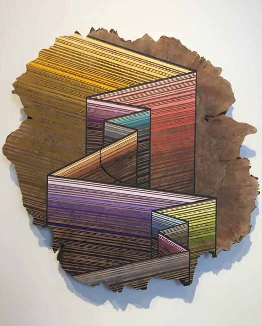 Jason Middlebrook Strata walls #2, 2015 acrylic on walnut 27 x 26 x 1 in.