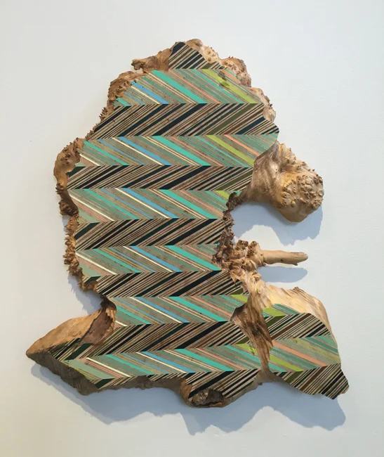 Jason Middlebrook Green finger, 2014 acrylic on curly maple 25 x 23 x 1 in. SOLD