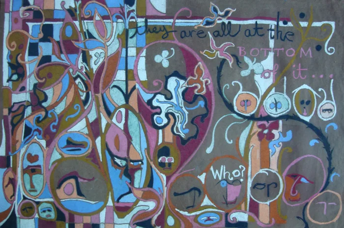 Sarah Frassinelli P2, They are all at the bottom of it..., c., 1970-1971 pastel on paper 25 x 37 in.