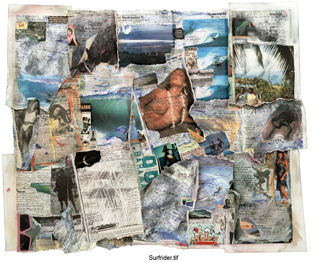 Tony Caramanico Surfrider available as: 16 1/4 x 18 3/4 in. print (edition of 12) 27 x 33 in print (edition of 12) 34 x 43 in. stretched canvas print (edition of 7) 44 x 55 1/4 in. stretched canvas print (edition of 3) Also available as a unique collage for Surfrider Foundation: 31 1/2 x 37 1/2 in.