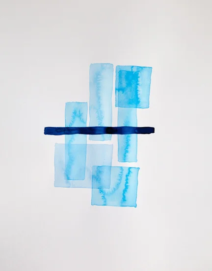 Bastienne Schmidt Cyan Geometry II , 2013 mixed media on paper 30 x 22 in.