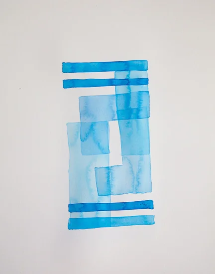 Bastienne Schmidt Cyan Geometry III , 2013 mixed media on paper 30 x 22 in.