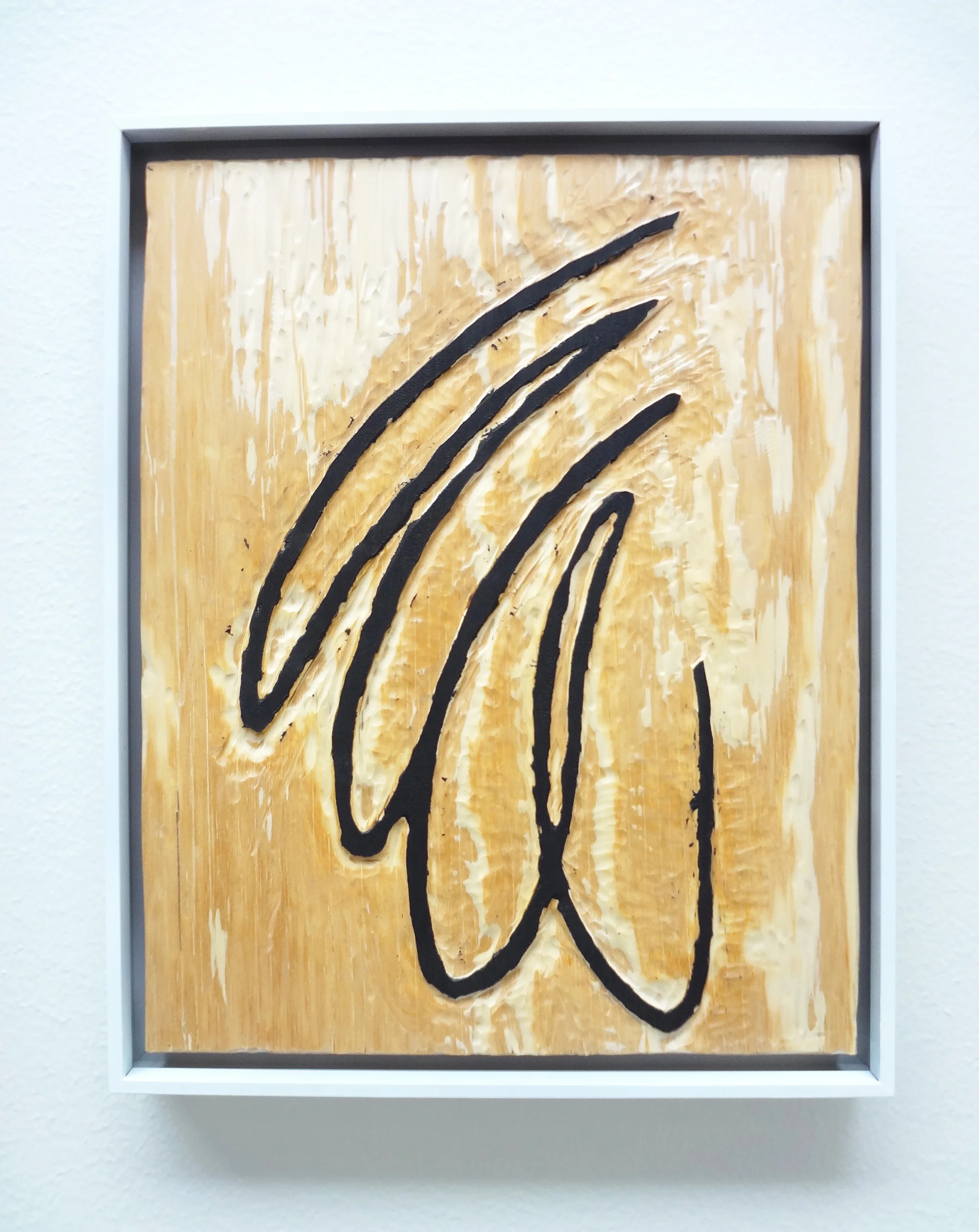 Meghan Gerety Untitled 10 , 2015 blockprint ink on plywood 15 x 12 in. framed in aluminum