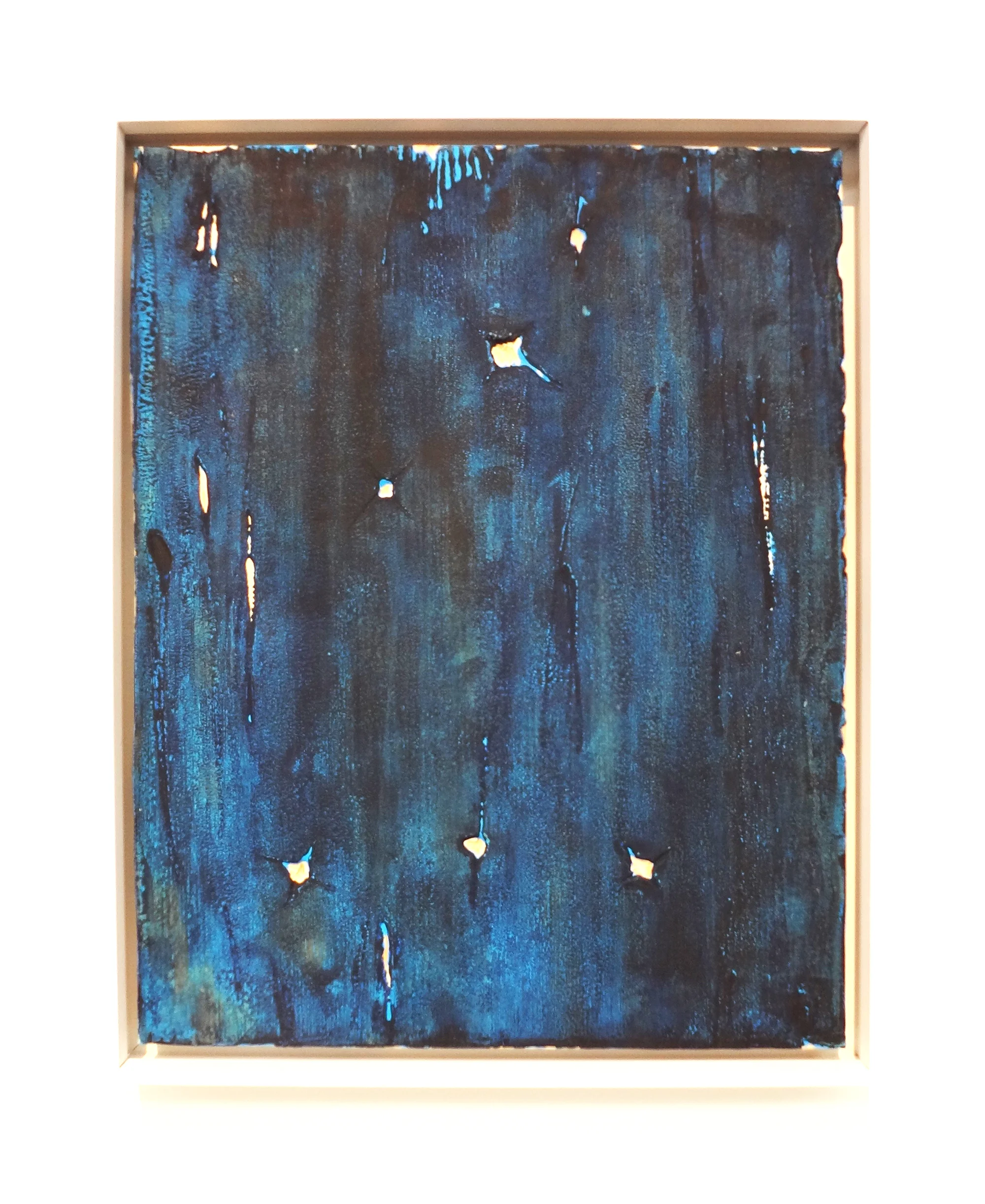 Meghan Gerety 11.11.15 9:11PM SW , 2015 blockprint ink on plywood, 15 x 12 in. framed in aluminum