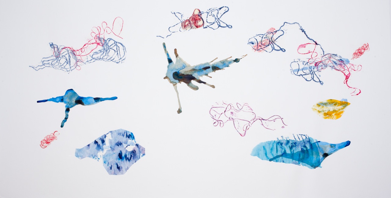 Bastienne Schmidt Mind Maps mixed media on paper 42 x 86 in.