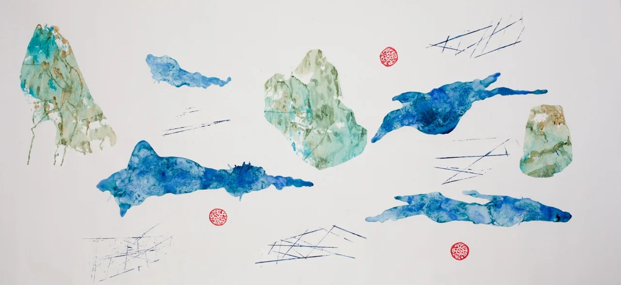 Bastienne Schmidt Mind Maps mixed media on paper 42 x 86 in.