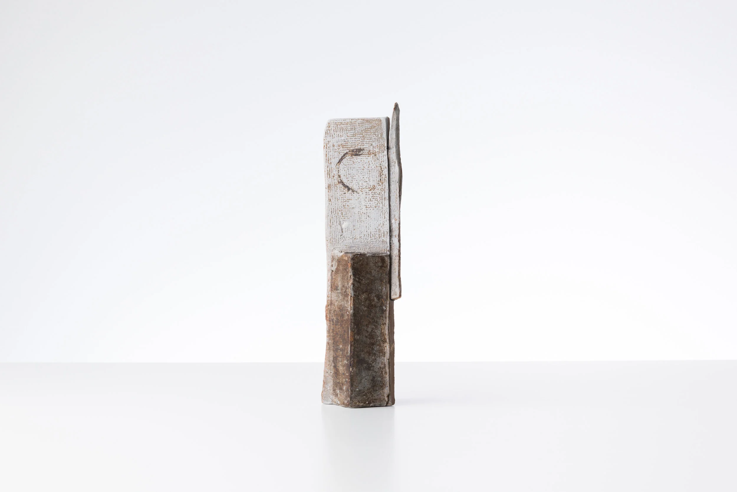 Toni Ross Composition #8 , 2015 stoneware and slip 9 3/4 x2 3/4 x2 1/4 in.