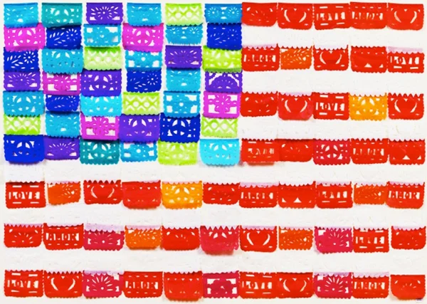 Muriel Stockdale Mexican, 2009 papel picado (perforated paper) flags 34 x 45 in.
