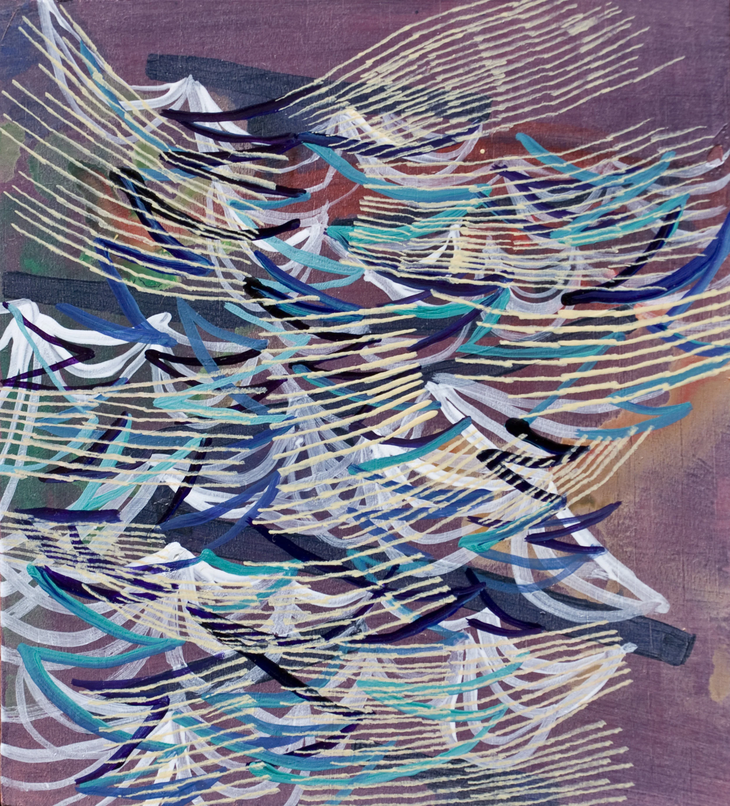 ALYSE ROSNER Iteration Purple, 2017 fluid acrylic on raw pine 6 x 5 1/2 in.