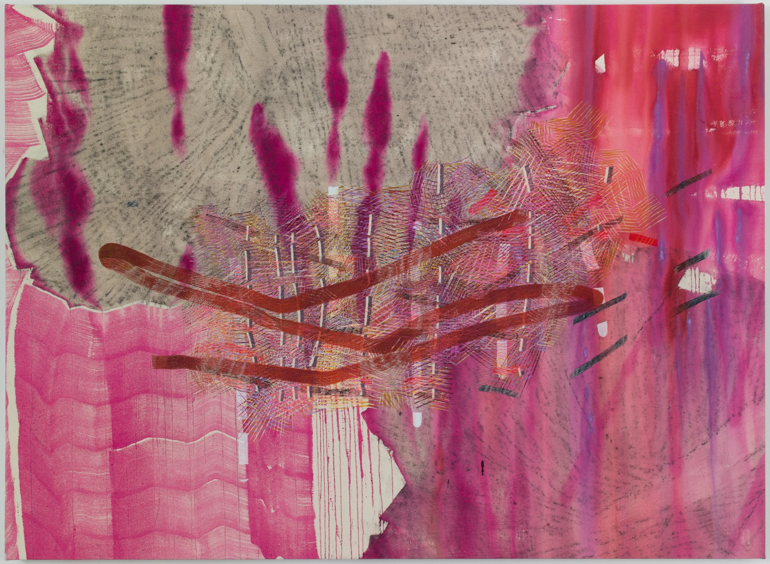 ALYSE ROSNER Untitled (pink), 2019 graphite and fluid acrylic on raw canvas 35 x 48 in.
