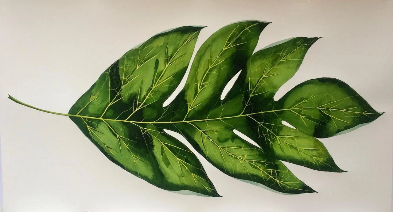 IDOLINE DUKE Big Breadfruit Leaf, 2019 watercolor on paper 26 x 50 in.
