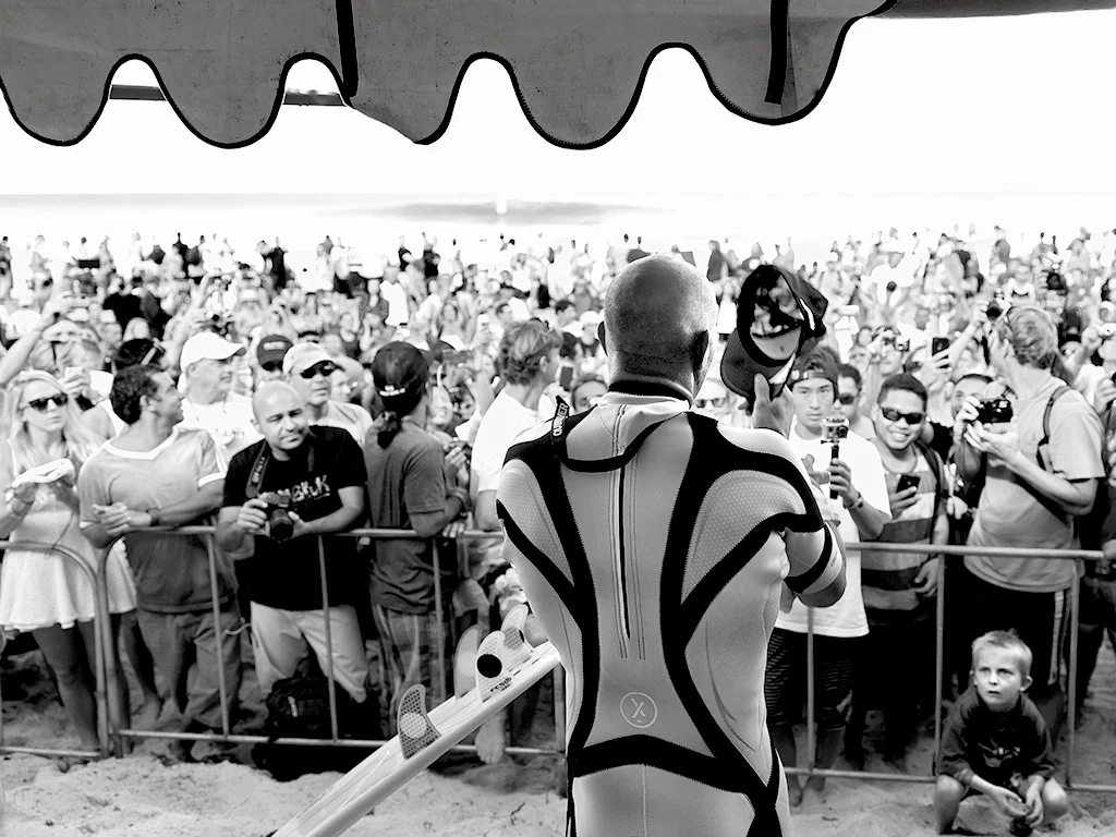 Thom Gilbert Kelly Slater (Athletes Tent, Oahu) archival ink jet print with archival pigment ink on all cotton acid free paper 24 x 30 in. also available in 17 x 22 in. edition of 100
