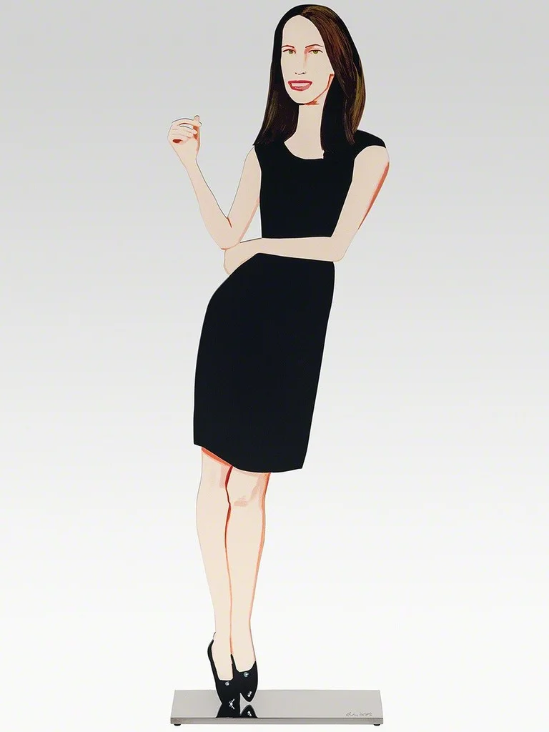 Alex Katz Black Dress 9 (Christy), 2018 Shaped powder-coated aluminum, UV cured archival inks, stainless steel 25 1/2 x 7 1/2 x 3 in. edition of 35 Incised with the artist signature on top of base