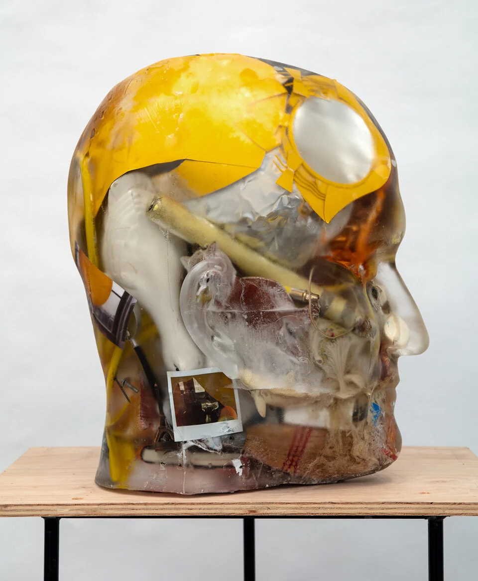  Richard Dupont   Fish Head 2, 2020  Cast UV stable polyurethane resin with studio and personal detritus, found, salvaged and recycled objects. 26 x 16 x 21 in.     