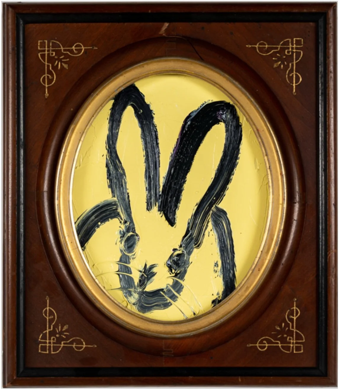   HUNT SLONEM   Yellow , 2022 Oil on wood 10 x 8 in. 15 1/2 x 13 1/2 in. (framed) 
