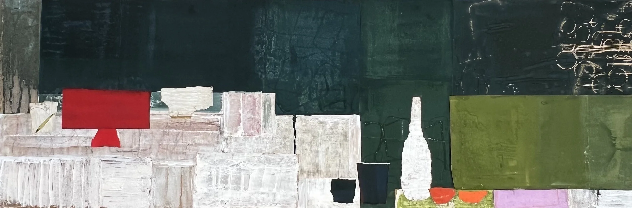   CHARLOTTE CULOT   Still Life 3 , 2026 Mixed media on canvas 20 x 60 in. 