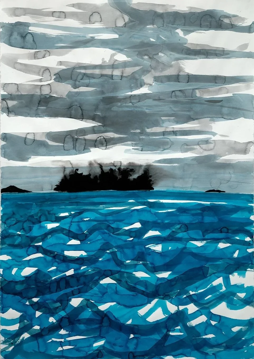   RICHARD DUPONT   Islands 74,  2020  Ink and watercolor on handmade paper 44 x 30 in. 