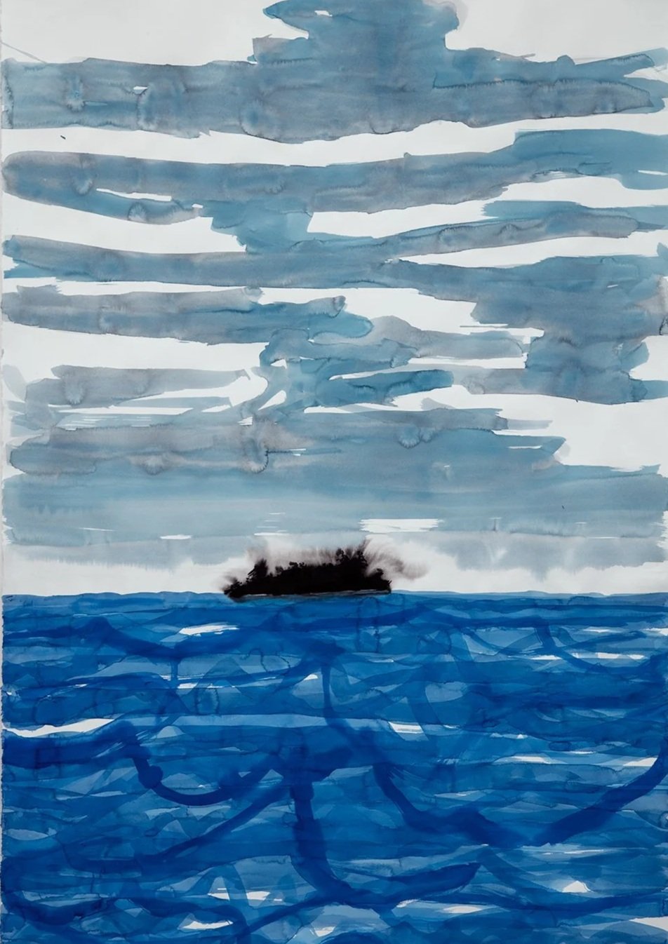  RICHARD DUPONT   Islands 83,  2020 Ink and watercolor on handmade paper 44 x 30 in. 