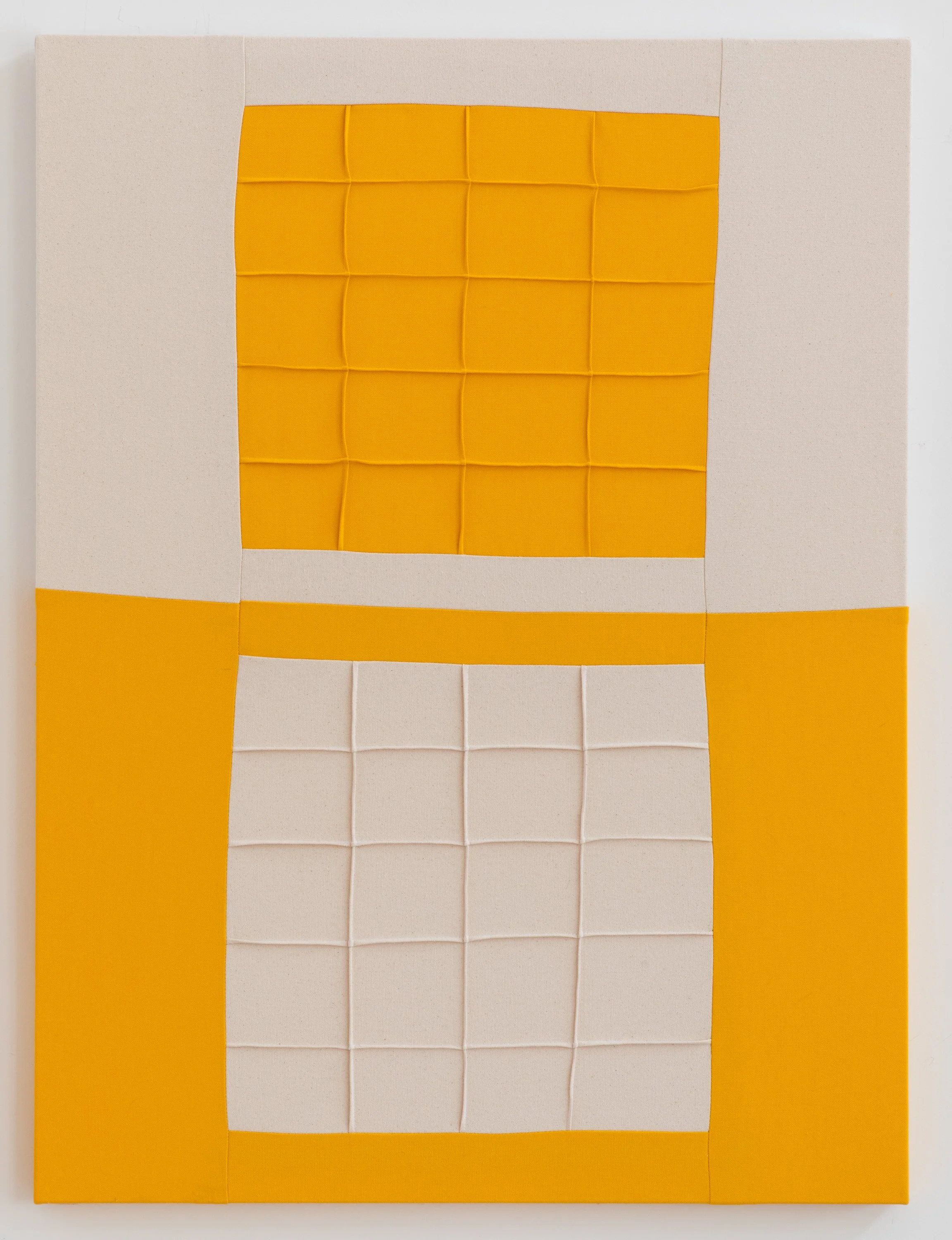   Bastienne Schmidt    BASTIENNE SCHMIDT   Colored Grids  Duck Cotton Fabric, sewn and pleated, stretched over canvas 40 x 30 in. 