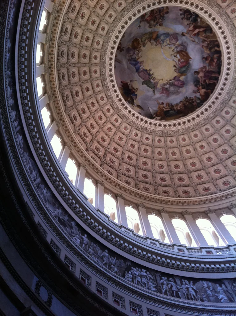 Inside the dome of the US Capitol Building