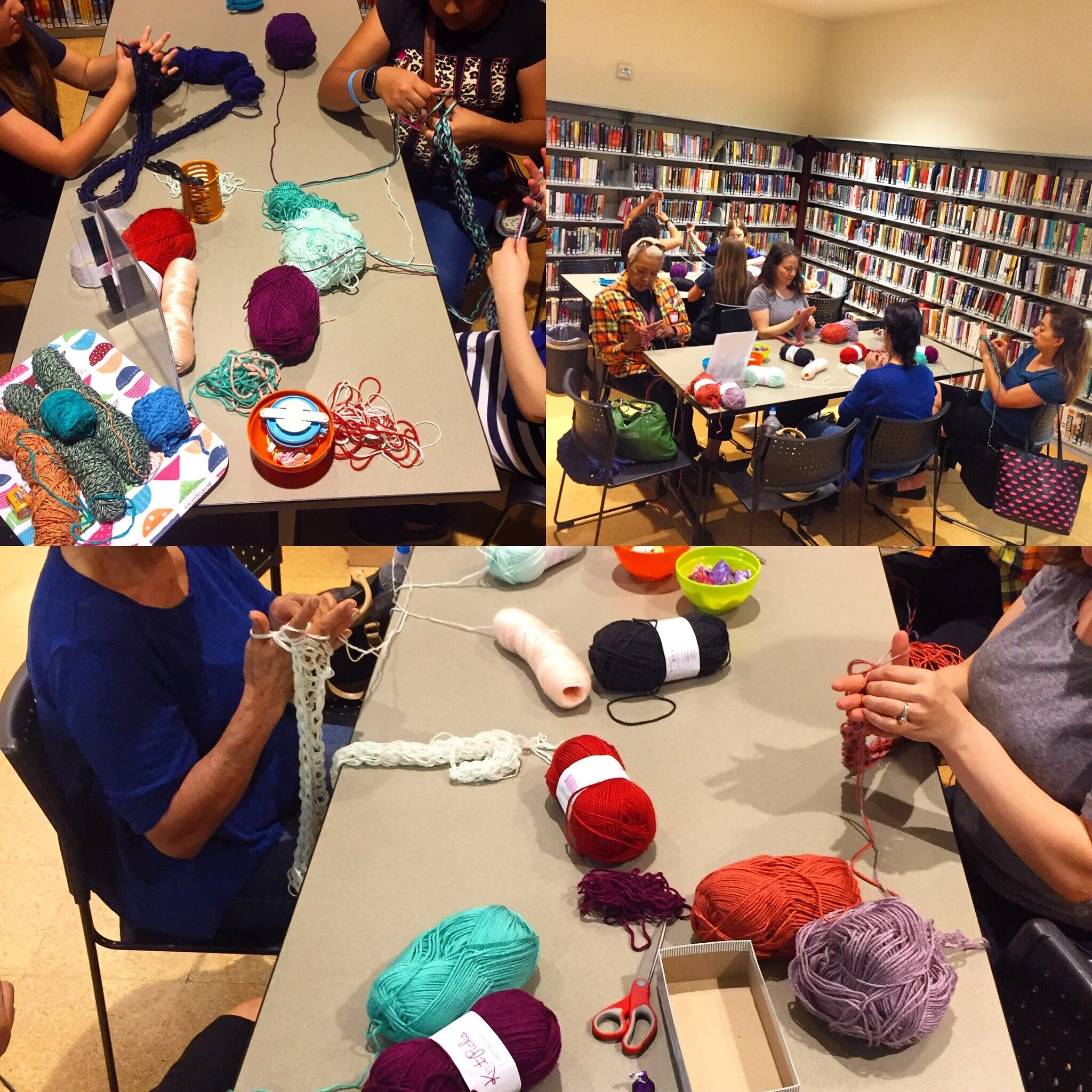 Workshop: Finger Knitting Garlands at Monrovia Public Library in Los Angeles County California, 2017