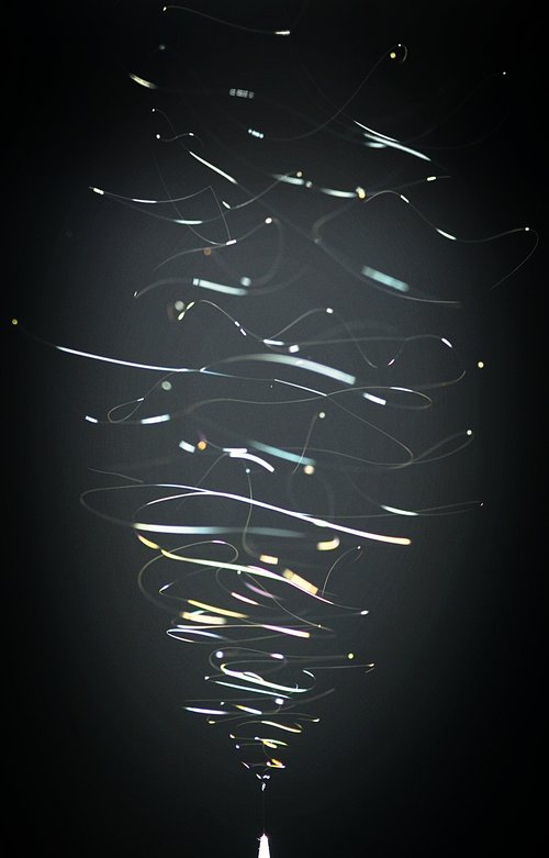 Electrospinning fibers ejected from a single needle. Credit: Robert Lamberts, Plant &amp; Food Research, New Zealand.