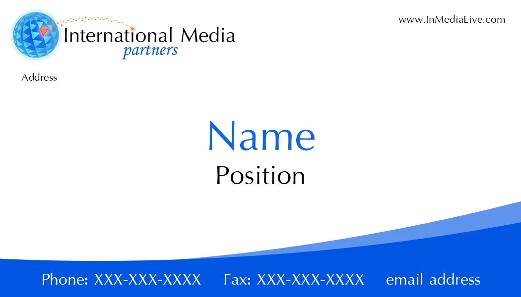 Business card template designed for International Media Partners.