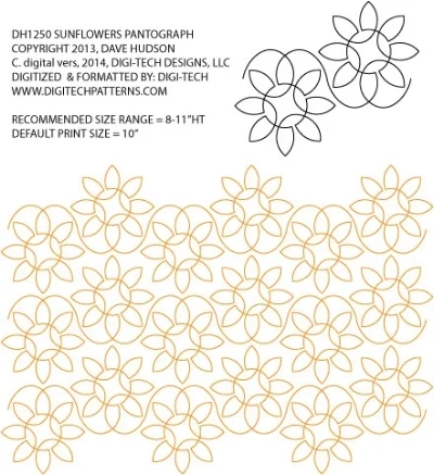Sunflowers - $0.02 per sq in