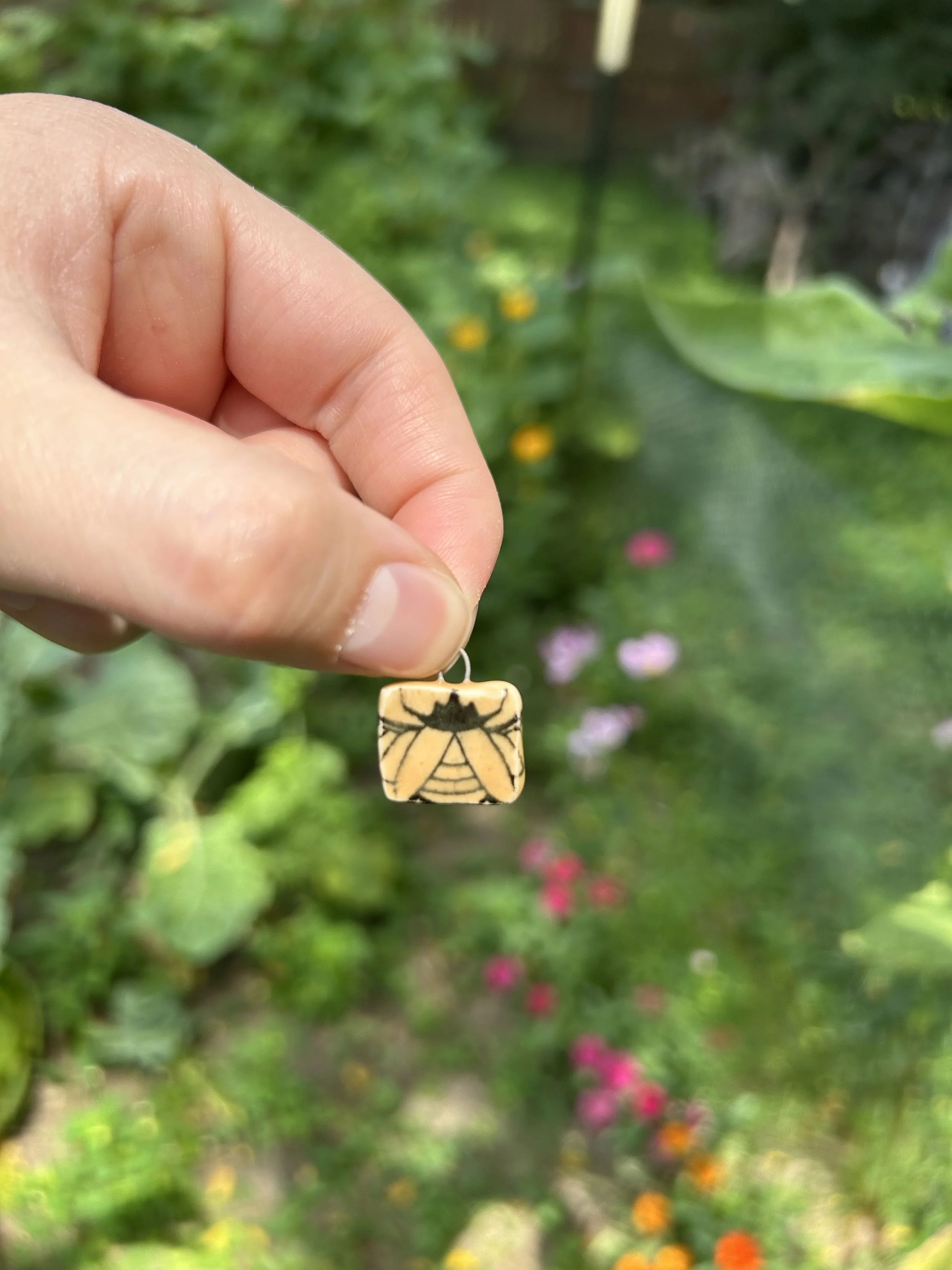 Beetle Print Charm- Curry Square