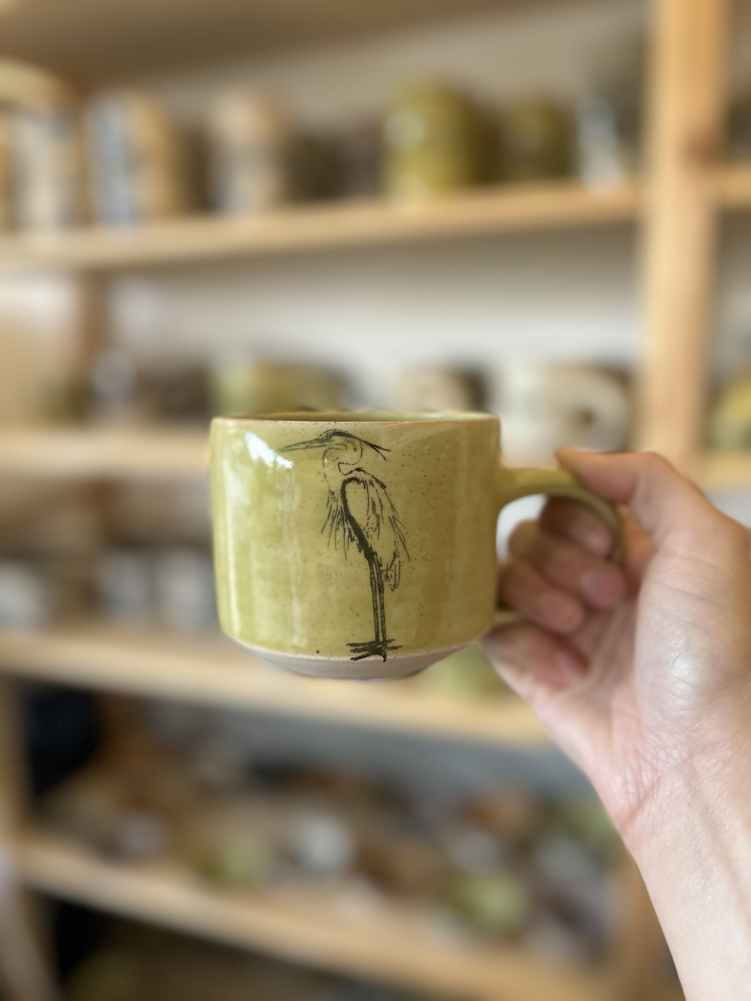 Great Blue Heron Mug in Sprout
