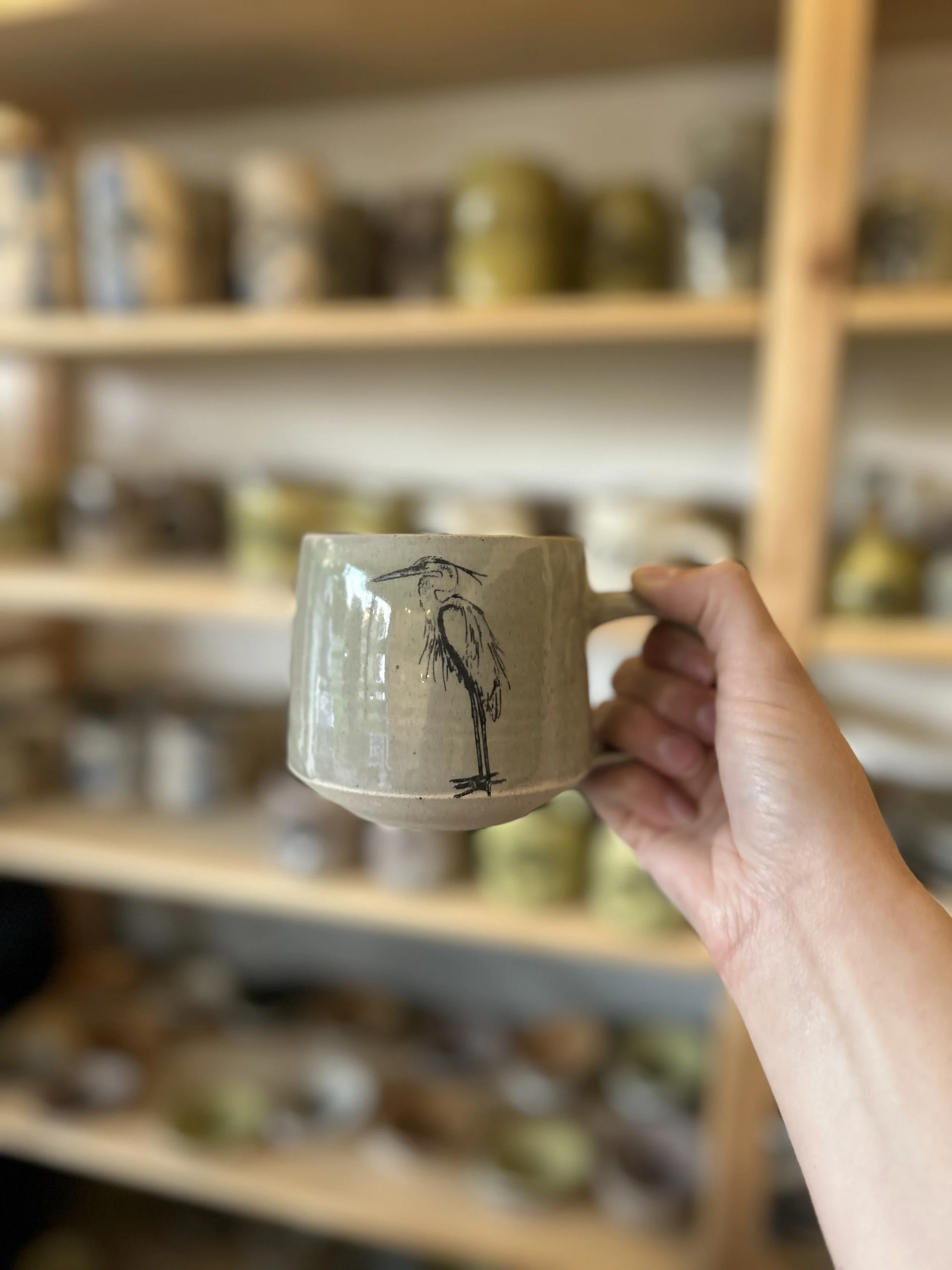 Great Blue Heron Mug in Agave