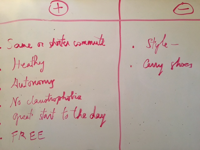 Walk vs Take the Bus Table - One side was clearly a winner.