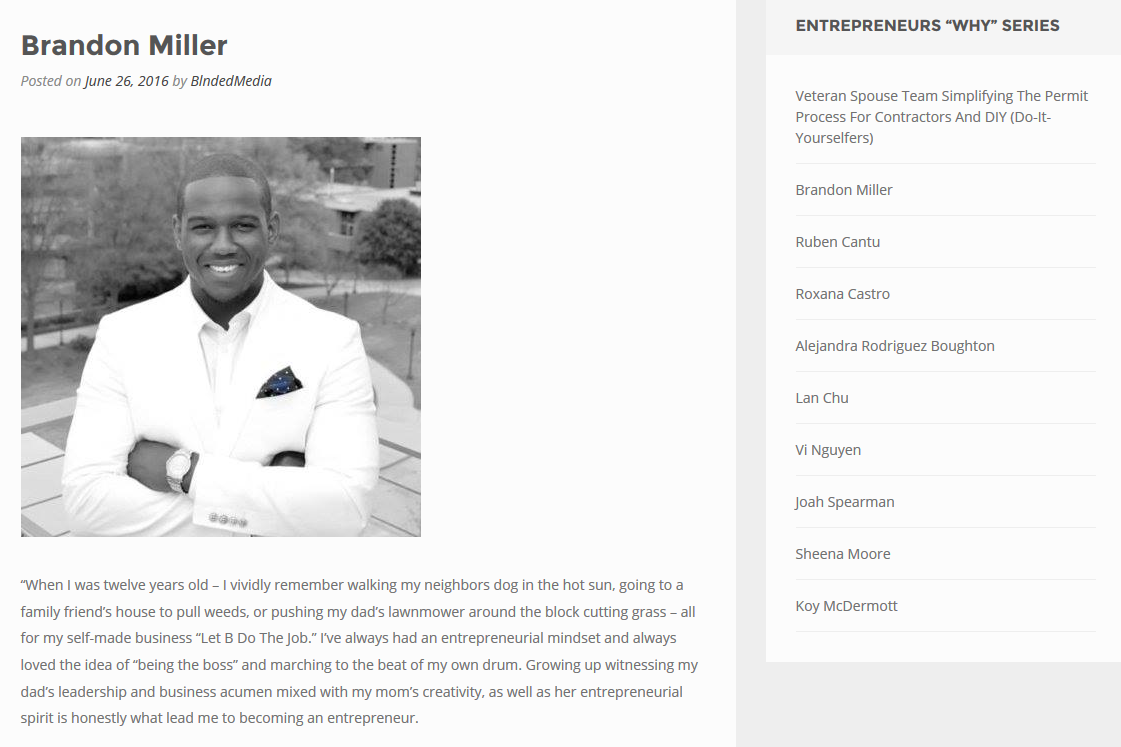 BLNDED MEDIA: Entrepreneur "Why" Series - Brandon Miller