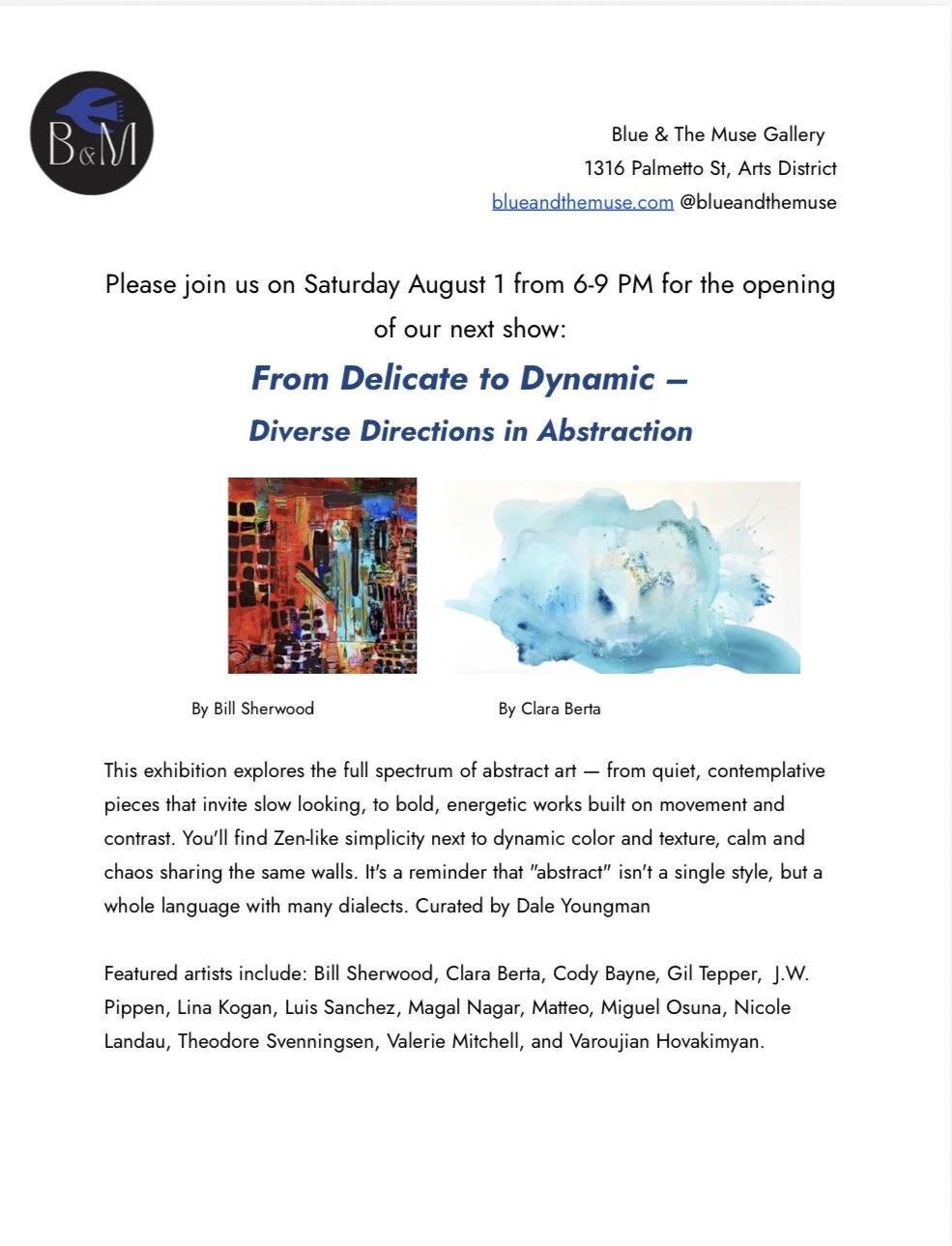 From Delicate to Dynamic at Blue &amp; The Muse Gallery