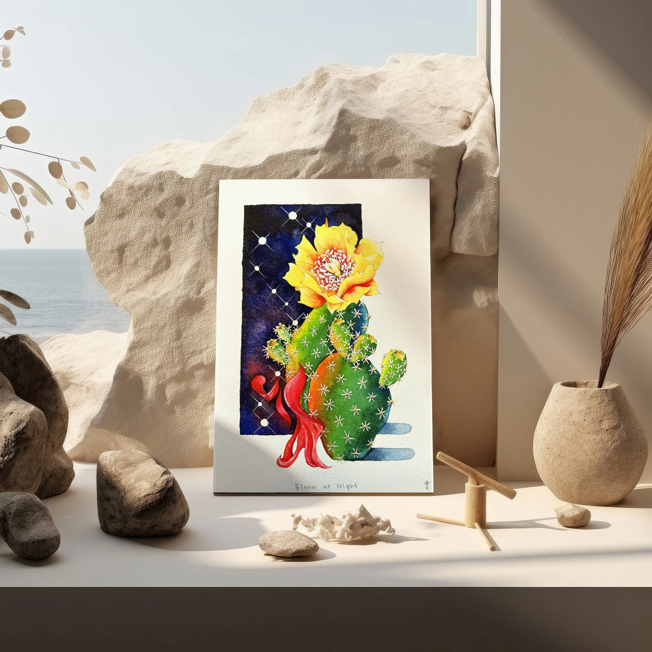Bloom at Night_Yellow Flower_Framed.jpg