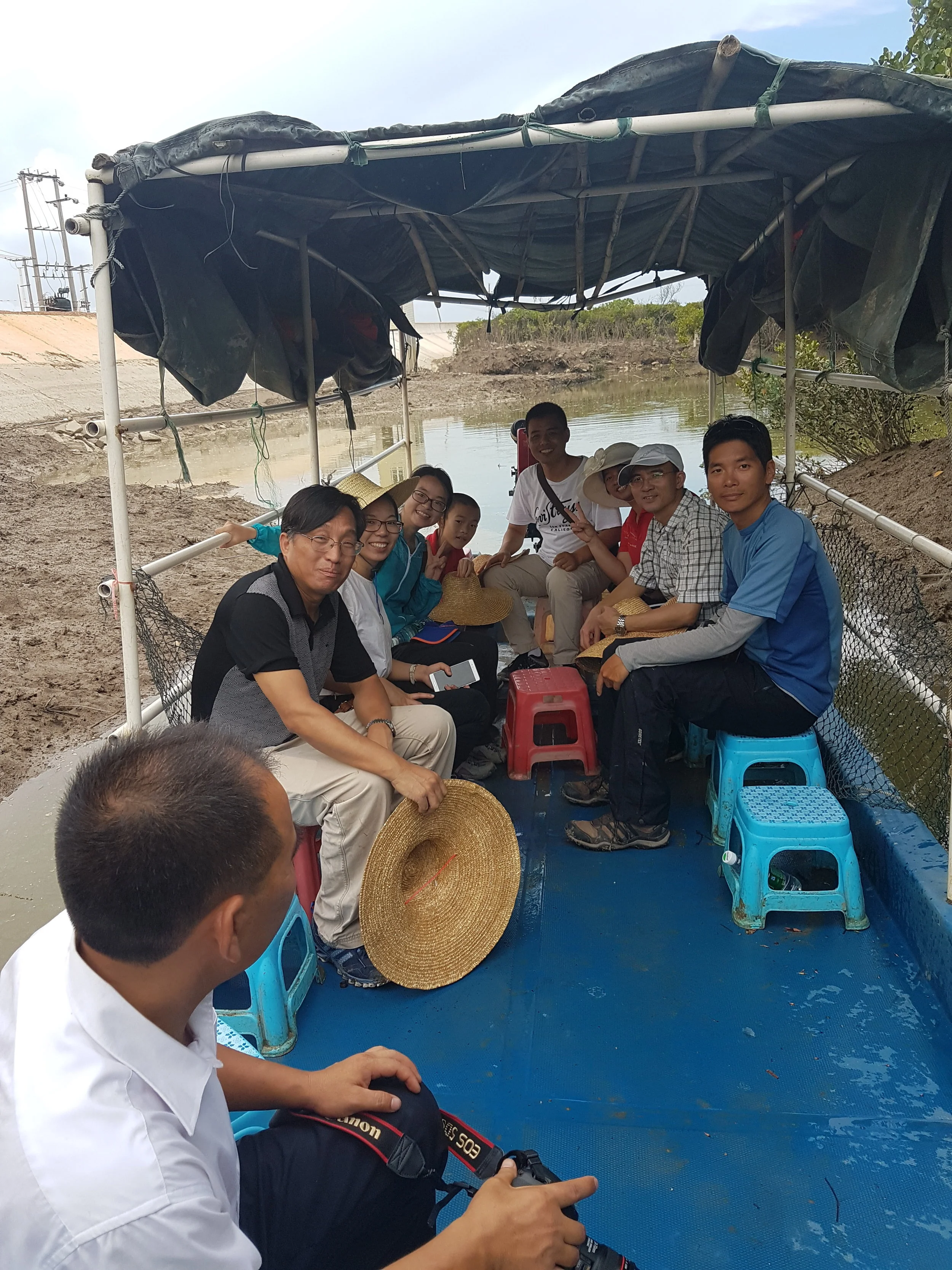 All aboard … our research vessel for one of our mangrove tours
