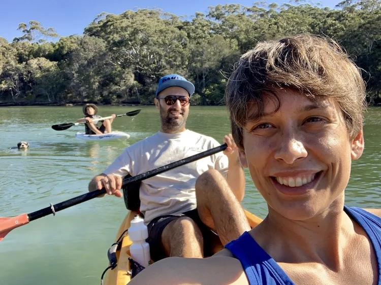 Kayaking with Isaac and his family in Coffs Creek.