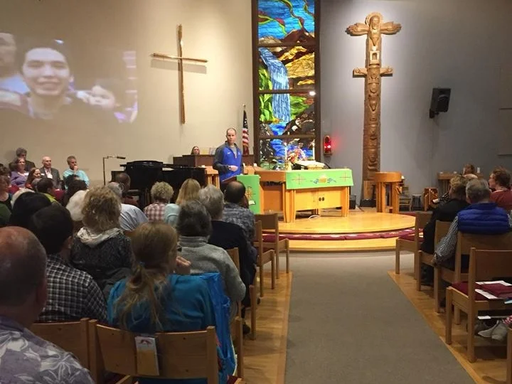 View of sanctuary with our easter totem pole