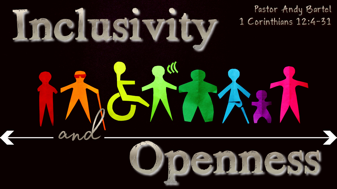   Coming February 1   This Communion Sunday, Pastor Andy Bartel brings the message “Inclusivity and Openness.” Services are at 8:00, 9:15, and 11:30 with the last two services being livestreamed on our   YouTube channel  . 