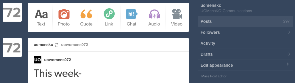• default tumblr dashboard