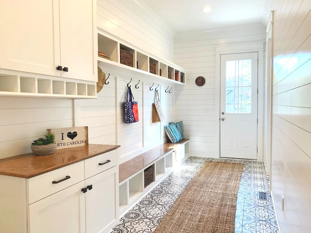 Great storage ideas include cabinets, a bench and cubbies! The Parade of Homes is a huge supply of great design ideas for your home.