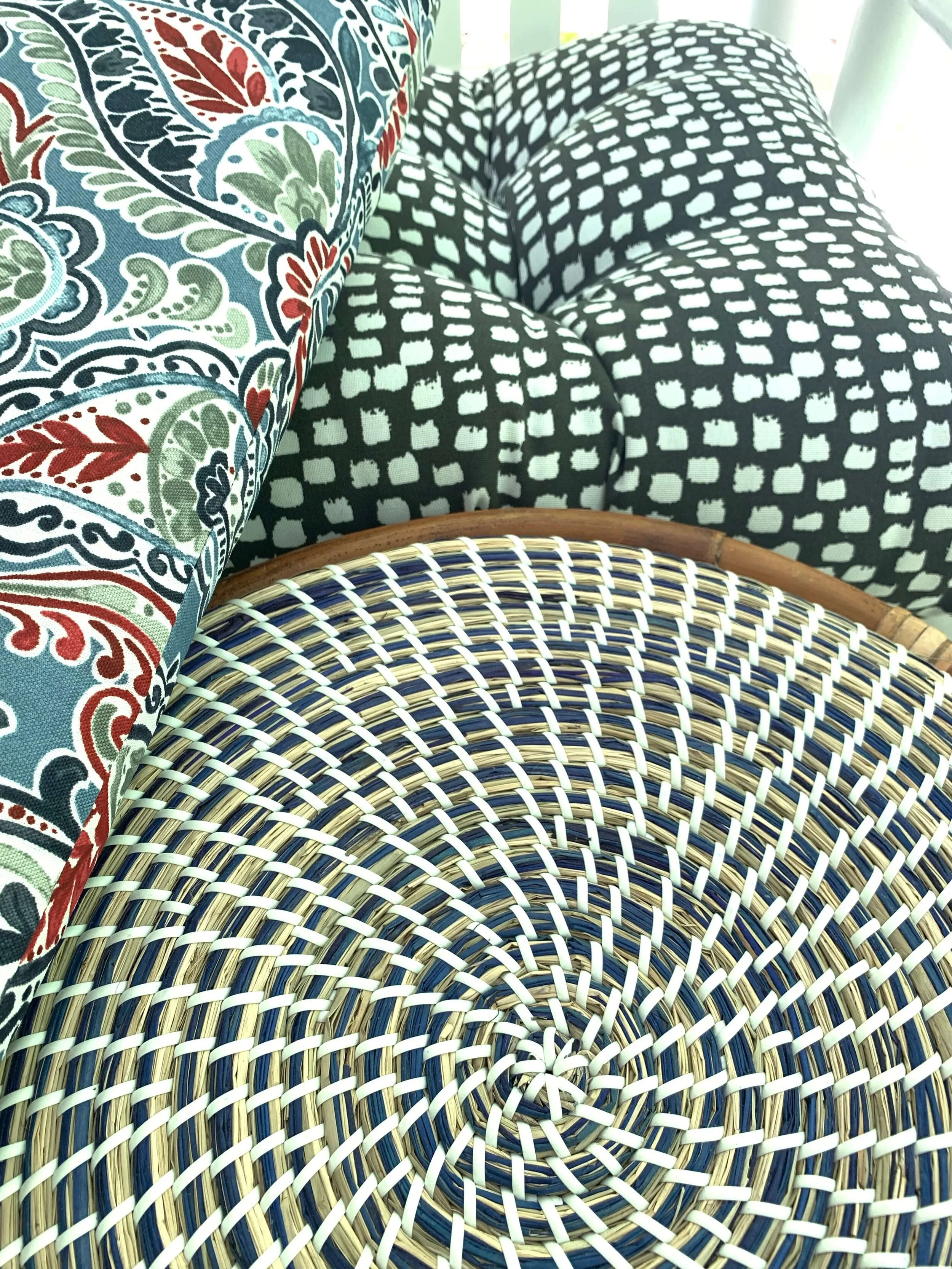 End table, porch swig cushion and rocking chair cushion colors.