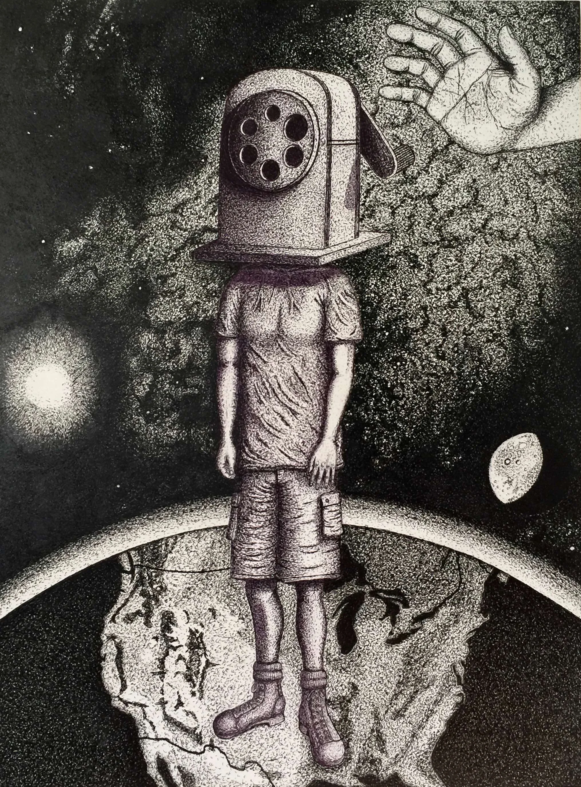Turn 24 x 18, Ink on panel