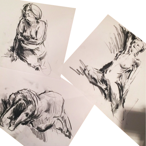   Untitled, 2018   Charcoal on paper, 11.7 x 16.5 inch  Good Girls Eat Dinner collaboration with Spirited Bodies, London UK    